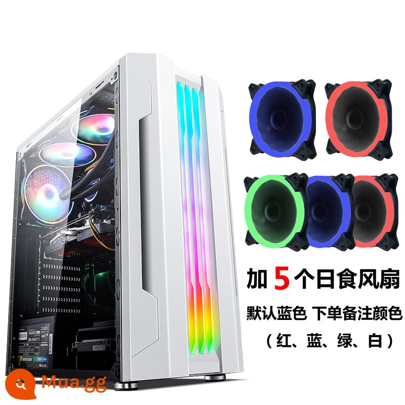 Tế Chi EVESKY Sáng Đèn Máy Tính RGB Thanh Ánh Sáng Full Bên Trong Suốt Làm Mát Bằng Nước ATX Bảng Lớn Chính - Morning White + 5 Quạt Đèn Nhật Thực