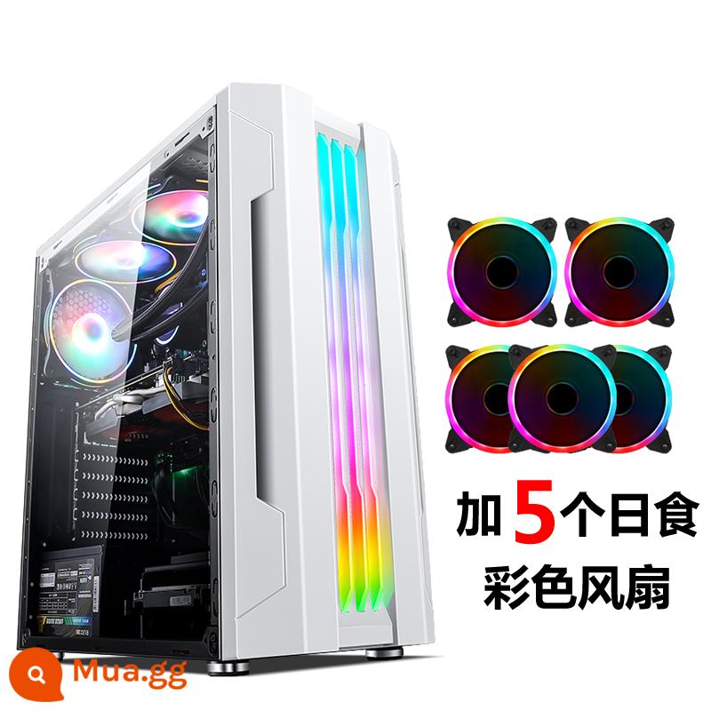 Tế Chi EVESKY Sáng Đèn Máy Tính RGB Thanh Ánh Sáng Full Bên Trong Suốt Làm Mát Bằng Nước ATX Bảng Lớn Chính - Ánh sáng buổi sáng trắng + quạt đèn nhật thực 5 màu