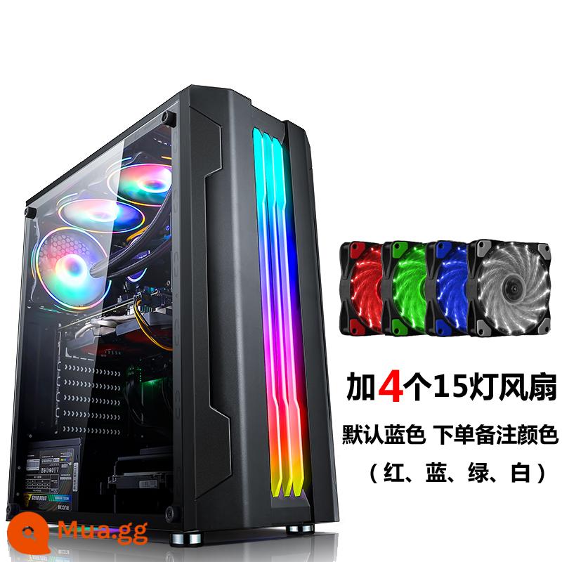 Tế Chi EVESKY Sáng Đèn Máy Tính RGB Thanh Ánh Sáng Full Bên Trong Suốt Làm Mát Bằng Nước ATX Bảng Lớn Chính - Sáng đen + 4 15 quạt nhẹ