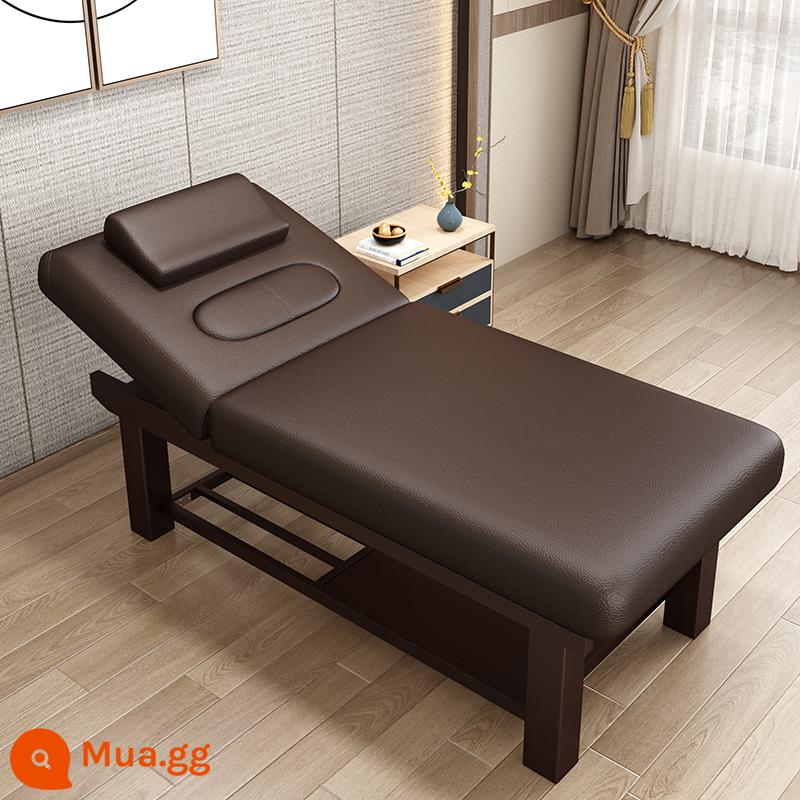 Solid Wood Beauty Bed Benc - Gỗ nguyên khối da nâu đen 185*70 có lỗ ngực