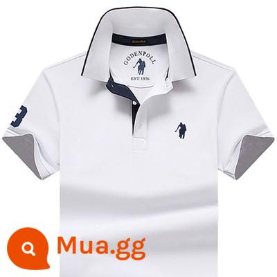 Tên tuổi lớn quốc tế chính hãng Ralph Lauren Polo Polo Áo sơ mi nam ngắn tay cotton dáng rộng ve áo công sở mùa hè cao cấp nửa tay - 22012 trắng