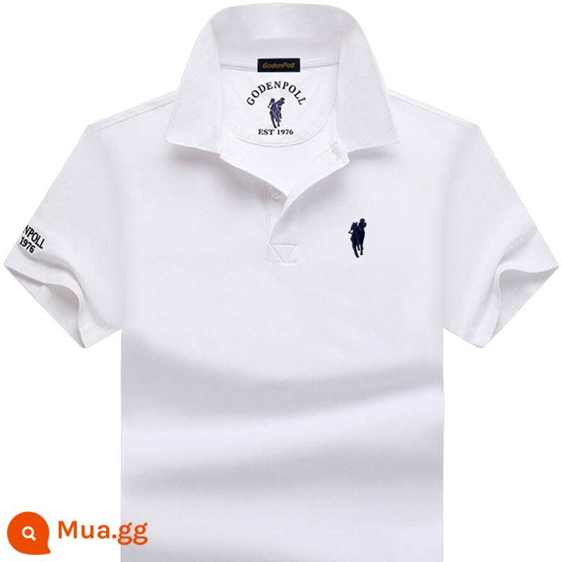 Tên tuổi lớn quốc tế chính hãng Ralph Lauren Polo Polo Áo sơ mi nam ngắn tay cotton dáng rộng ve áo công sở mùa hè cao cấp nửa tay - 22007 trắng