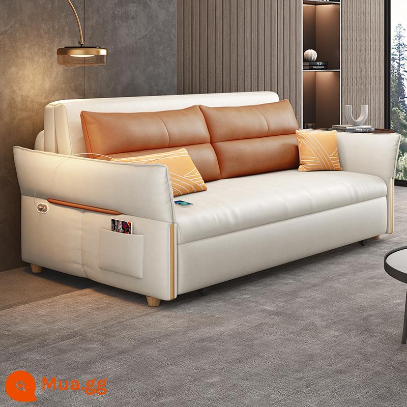 Giường sofa điện bằng gỗ thông minh chắc chắn đa năng kép phòng khách căn hộ nhỏ điều khiển từ xa giường sofa có thể gập lại hoàn toàn tự động - Mô hình miếng bọt biển 1,2m + hộp đựng