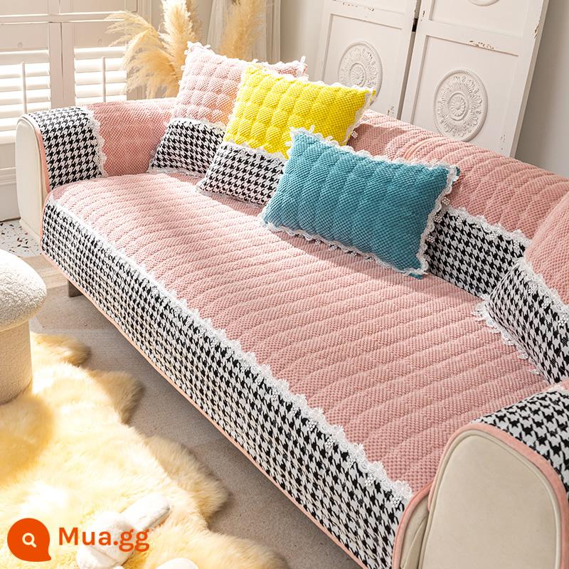 Sofa Vải Đệm Bốn Mùa Đa Năng Chống Trơn Trượt Bắc Âu Đơn Giản Dày Đệm Mùa Đông Sang Trọng Vỏ Bảo Vệ Khăn - Xinge-Hồng