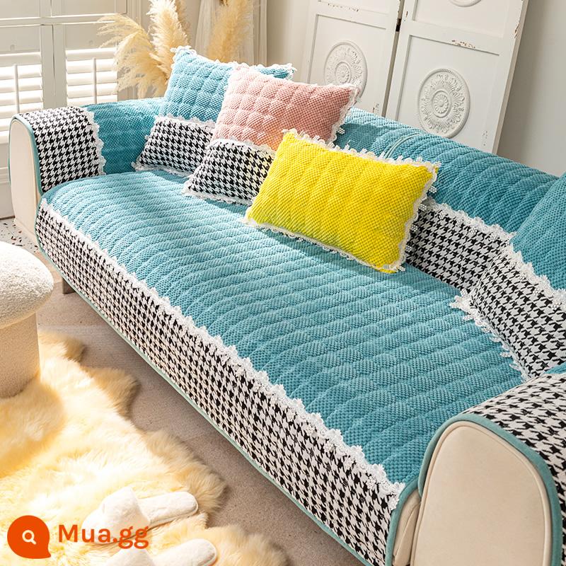 Sofa Vải Đệm Bốn Mùa Đa Năng Chống Trơn Trượt Bắc Âu Đơn Giản Dày Đệm Mùa Đông Sang Trọng Vỏ Bảo Vệ Khăn - Xinge-Xanh