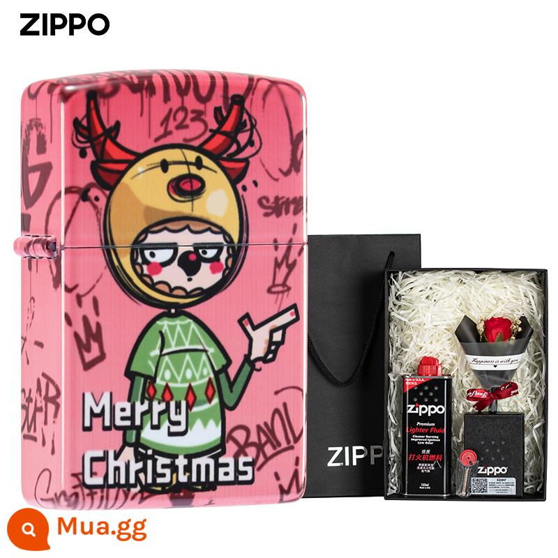 Bật lửa zippo chính hãng Zhibao bật lửa chúc sinh nhật phối màu cá tính in graffiti tặng bạn trai quà Tết - Ước gì anh có em B [Hộp quà nhịp tim]