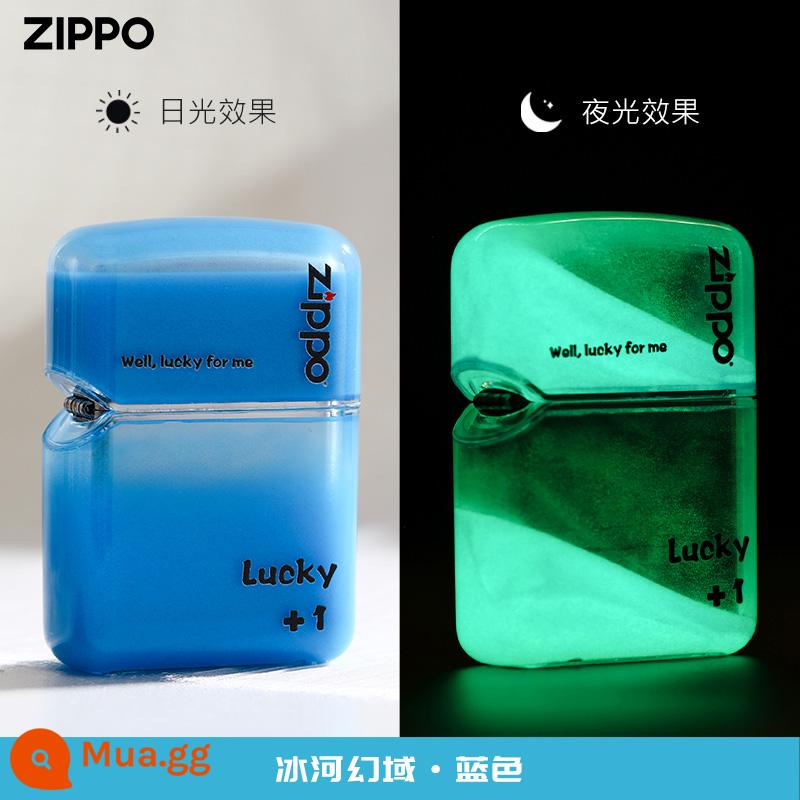 Bật lửa ZIPPO dầu hỏa rung cùng lớp vỏ acrylic trong suốt cát lún dạ quang cho bạn trai quà tặng năm mới - Màu xanh [máy đơn không dầu]