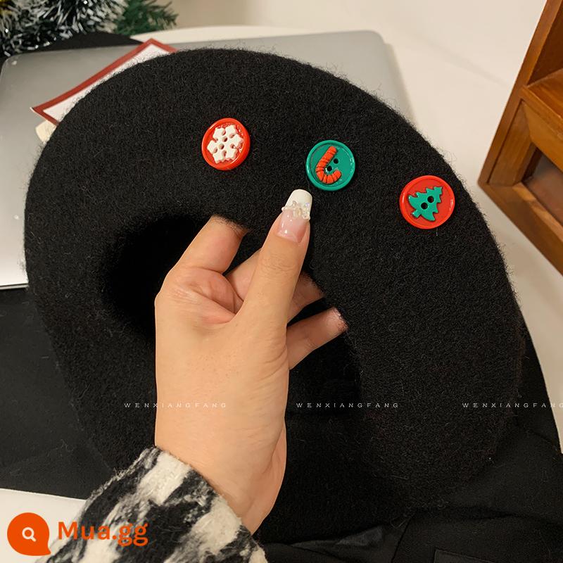 Red Christmas Beret. Cô gái nữ mùa thu và mùa đông phiên bản Hàn Quốc khuôn mặt nhỏ vẽ họa sĩ đẹp retro bản đồ retro - Giáng Sinh-Đen