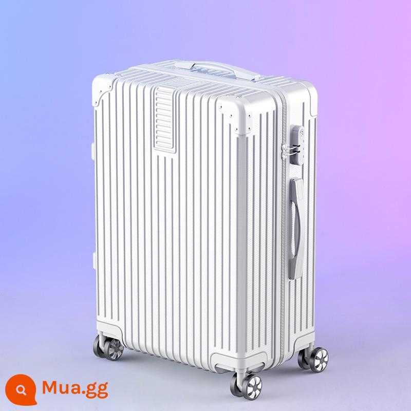 Xe đẩy vali vali bánh xe đa năng khung nhôm 20 học sinh nam nữ hộp da mật khẩu chắc chắn bền đẹp 24 inch - Dây kéo nâng cấp dày hơn-Jingya trắng