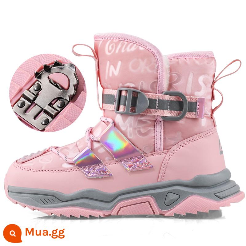 Girls Boot Boot Boot Cô gái thêm Velvet dày hơn Giày bông ấm Boy Cắt ngắn Chống Waterproof Ice Stews Giày học sinh Student - A30 hồng một size quá nhỏ