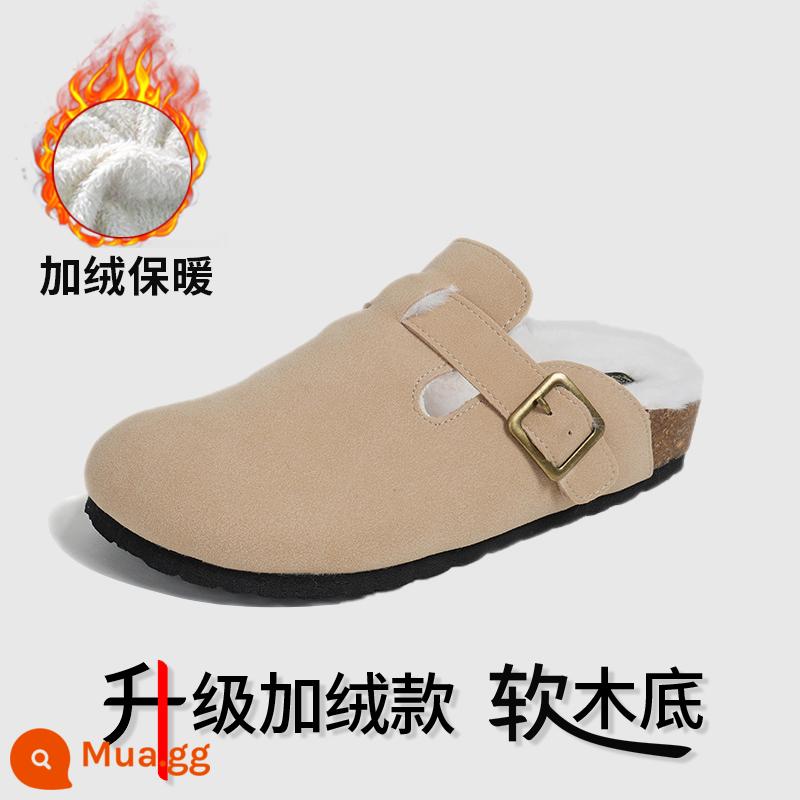 Sanxi Cùng Phong Cách Giày Birkenstock Nữ Bao Đầu Nửa Kéo Cho Áo Khoác Ngoài 2023 Mới Birkenstock Giày Câu Cá Đế Dày Tăng Chiều Cao Xăng Đan Và Dép - Màu mơ - phiên bản nâng cấp cộng với nhung [nên tăng một cỡ]