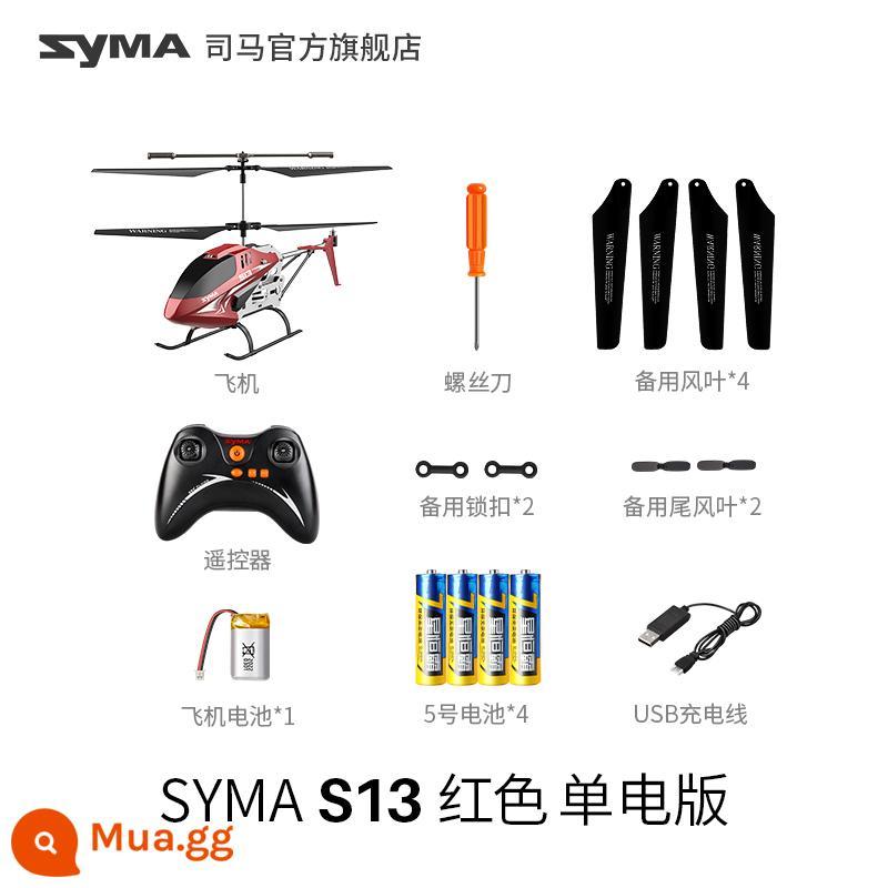 Syma Sima S37 máy bay điều khiển từ xa máy bay trực thăng trẻ em đồ chơi bé trai hợp kim máy bay không người lái mô hình máy bay không người lái - Máy bay trực thăng hợp kim đỏ SYMA S13 [1 pin] phiên bản chiều cao cố định