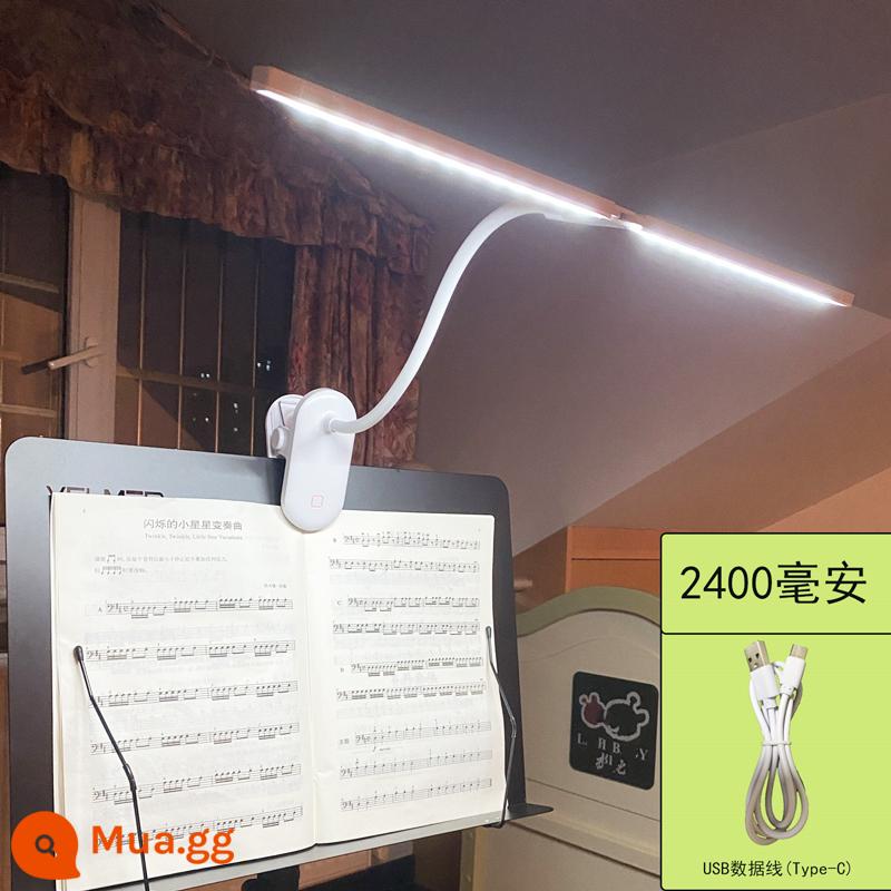 Clip sheet nhạc đèn tập piano đèn bàn đặc biệt bảo vệ mắt sạc kiêm dụng kép thêu chữ thập handmade đàn tam thập lục chơi guitar nhạc đứng đèn - Clip [trắng] 2400 mA [ánh sáng ba màu]