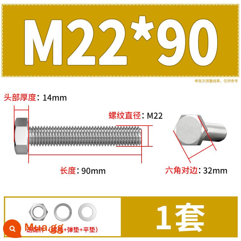 Thép Không Gỉ 304 Bên Ngoài Vít Lục Giác Bu Lông Bộ Daquan Phụ Kiện Ốc Vít Dài M4M5M6M8M10M12 - M22*90(1 bộ