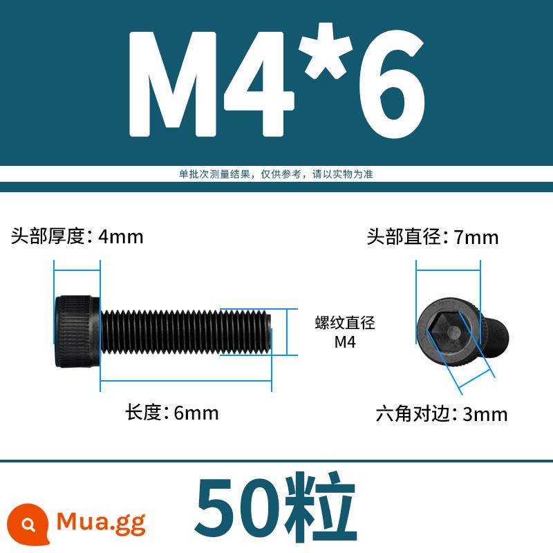 Vít lục giác bên trong bu lông cường độ cao 12.9 đầu cốc hình trụ đầu vít đầy đủ răng M3M4M5M6M8M10M12 - M4*6(50 viên