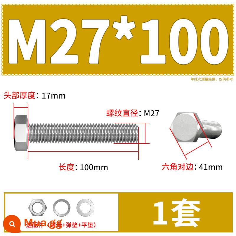 Thép Không Gỉ 304 Bên Ngoài Vít Lục Giác Bu Lông Bộ Daquan Phụ Kiện Ốc Vít Dài M4M5M6M8M10M12 - M27*100(1 bộ