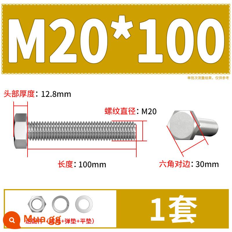 Thép Không Gỉ 304 Bên Ngoài Vít Lục Giác Bu Lông Bộ Daquan Phụ Kiện Ốc Vít Dài M4M5M6M8M10M12 - M20*100(1 bộ