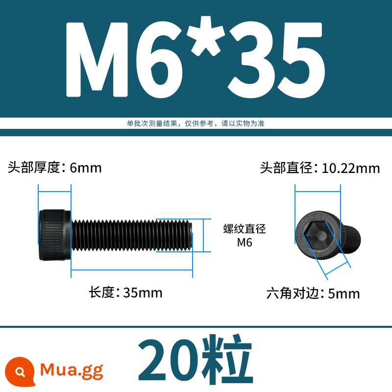 Vít lục giác bên trong bu lông cường độ cao 12.9 đầu cốc hình trụ đầu vít đầy đủ răng M3M4M5M6M8M10M12 - M6*35(20 viên