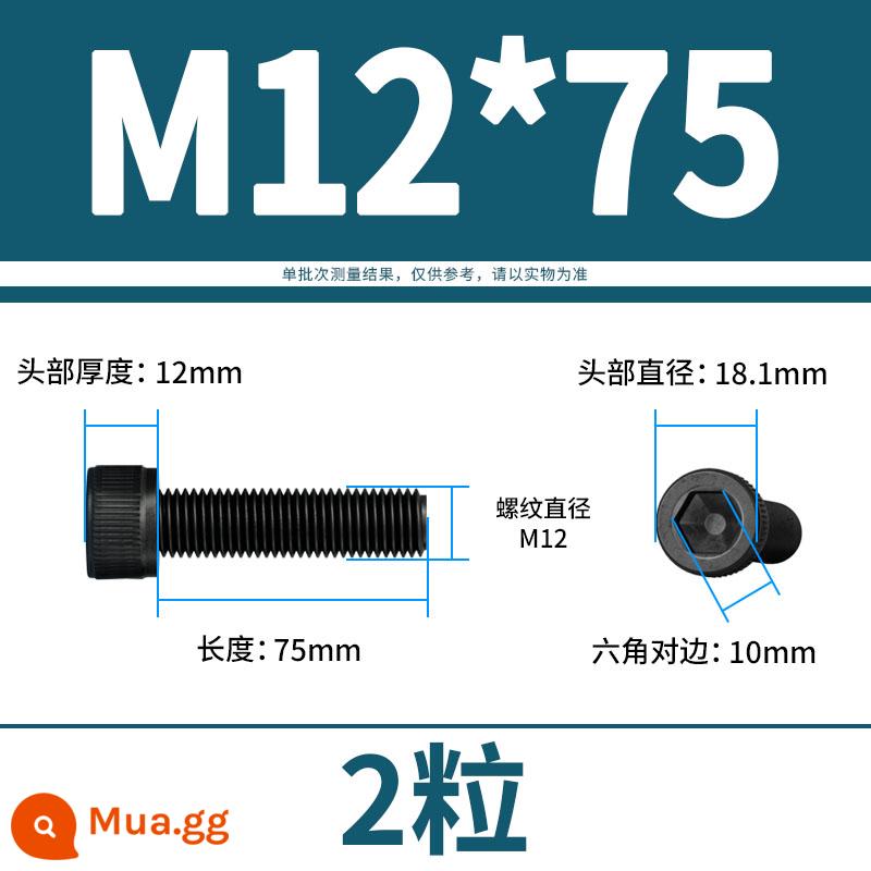 Vít lục giác bên trong bu lông cường độ cao 12.9 đầu cốc hình trụ đầu vít đầy đủ răng M3M4M5M6M8M10M12 - M12*75(2 viên