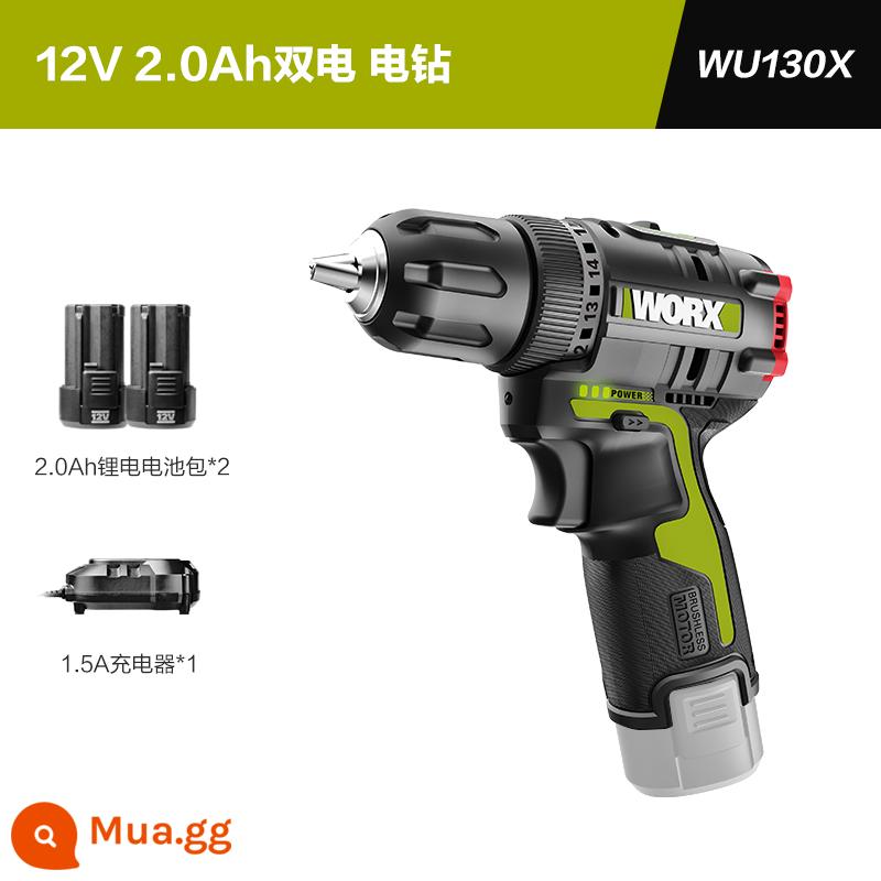 Bấc máy khoan điện lithium không chổi than WU130X sạc máy khoan điện gia dụng máy khoan điện dụng cụ điện - [2.0Ah Điện kép] Máy khoan điện WU130X