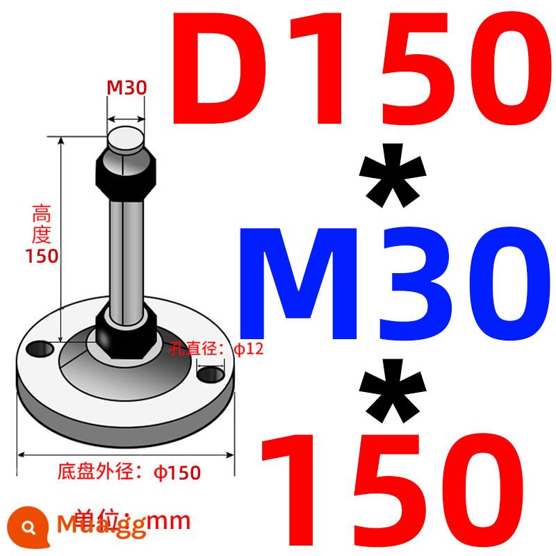 Nặng chân cốc thép carbon m16/m12/m20 máy đệm chân máy vít chân hỗ trợ điều chỉnh chân cố định chân - Khung xe màu đen lỗ kép 150 ốc vít 30*150