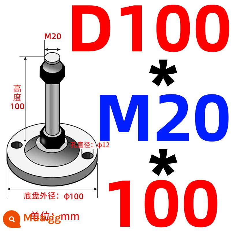 Nặng chân cốc thép carbon m16/m12/m20 máy đệm chân máy vít chân hỗ trợ điều chỉnh chân cố định chân - Khung xe màu xanh hải quân lỗ kép 100 ốc vít 20*100