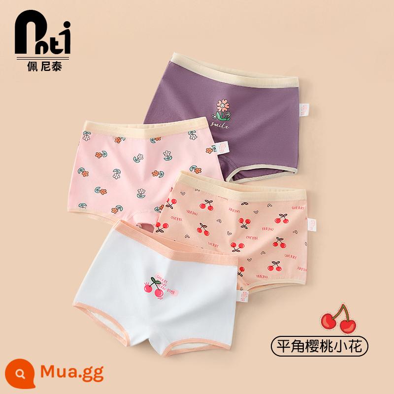 Quần lót bé gái Penithai cotton nguyên chất quần lót boxer trẻ em quần đùi tam giác quần đùi bé gái lớn không kẹp mông - Hoa Anh Đào 2022 (hộp 4 gói)