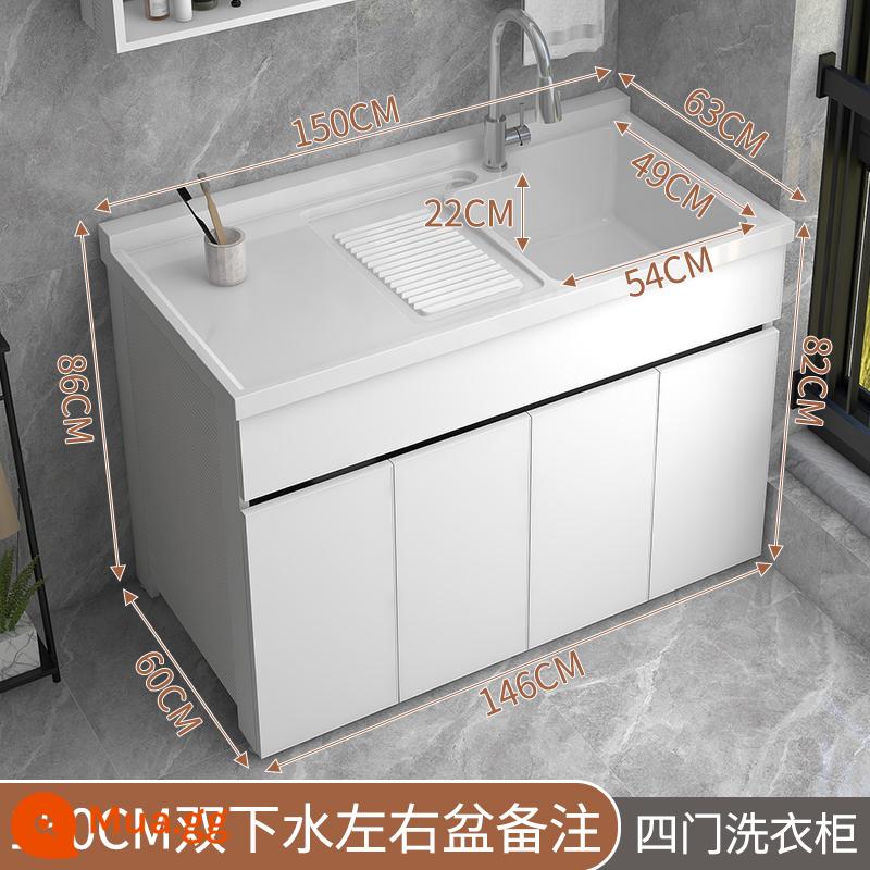 BALCONY Laundry Laundry Pond Basin All -in -one Space Aluminum Giặt Đáng - Ống xả đôi 150CM (để lại lời nhắn ở chậu trái và phải)