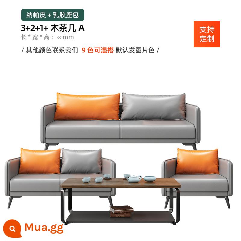 Sofa văn phòng bàn cà phê kết hợp bộ đơn giản hiện đại kinh doanh tiếp tân phòng nghỉ ngơi căn hộ nhỏ ba người - (Mẫu latex) Bàn cà phê bằng gỗ 3+2+1+ rẻ hơn so với các loại cùng loại!