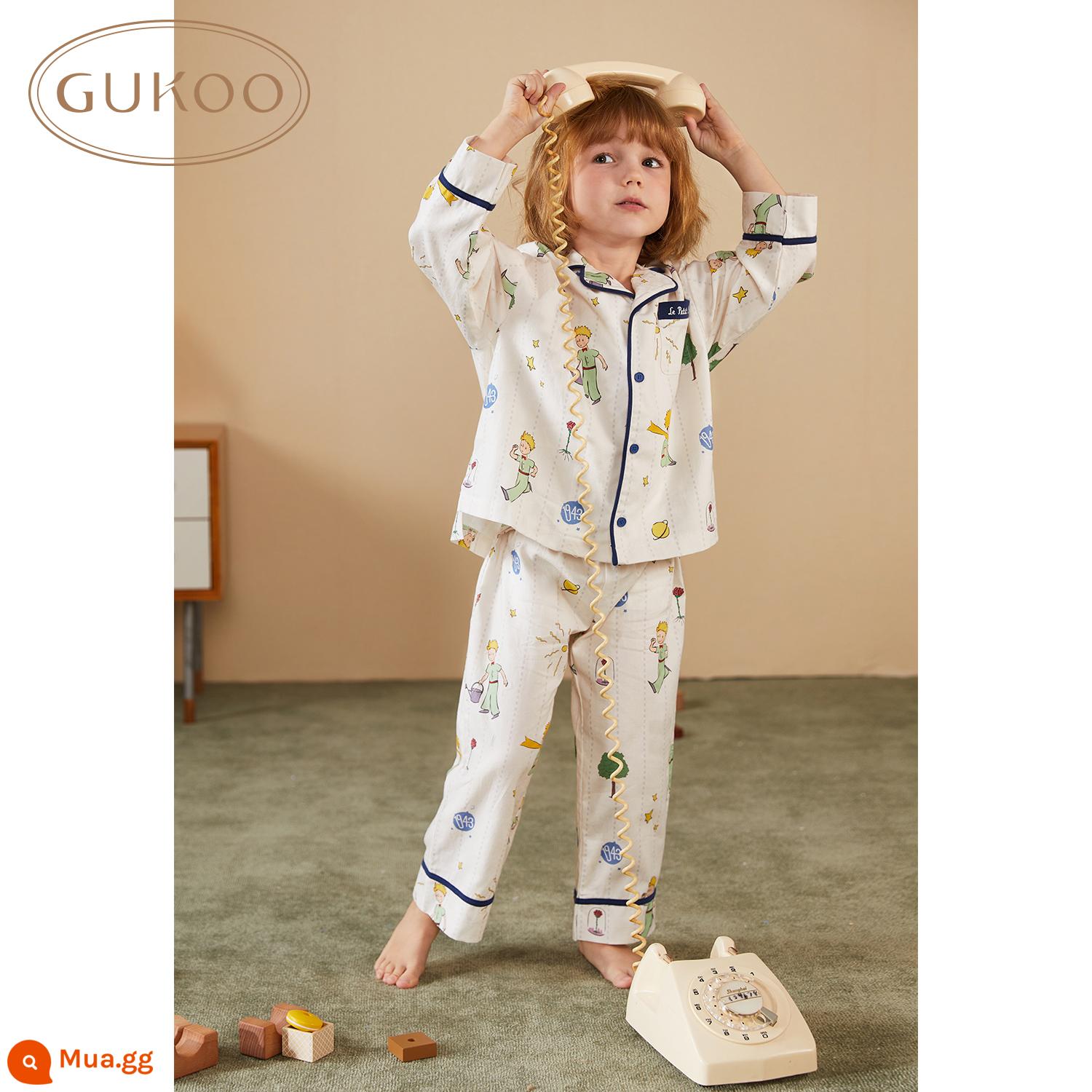 Bộ đồ ngủ trẻ em Gukoo/Gukoo Mùa xuân và mùa thu mới Bộ đồ ngủ bé trai Homewear Bộ đồ ngủ cotton Bộ đồ ngủ hoạt hình A - Bộ đồ ngủ Hoàng tử bé (cotton + viscose)