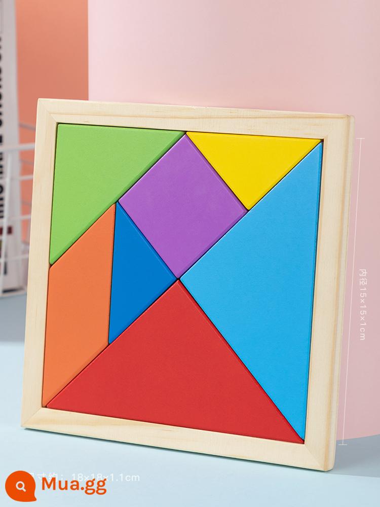 Trẻ Em Tangram Xếp Hình Đồ Chơi Xếp Hình Ba Chiều Khối Xây Dựng Xếp Hình Lắp Ráp Học Sinh Tiểu Học Bằng Gỗ - Tangram 18x18CM (gỗ thông) có hình vẽ