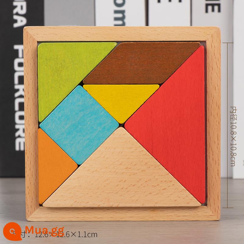 Trẻ Em Tangram Xếp Hình Đồ Chơi Xếp Hình Ba Chiều Khối Xây Dựng Xếp Hình Lắp Ráp Học Sinh Tiểu Học Bằng Gỗ - Tangram 12x12CM (từ tính/hoàn toàn bằng gỗ sồi) có hình vẽ