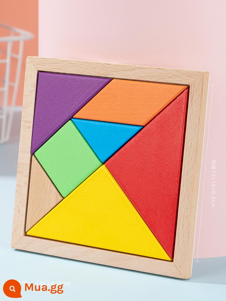 Trẻ Em Tangram Xếp Hình Đồ Chơi Xếp Hình Ba Chiều Khối Xây Dựng Xếp Hình Lắp Ráp Học Sinh Tiểu Học Bằng Gỗ - Tangram 14x14CM (sản phẩm cao cấp/hoàn toàn bằng gỗ sồi) kèm bản vẽ