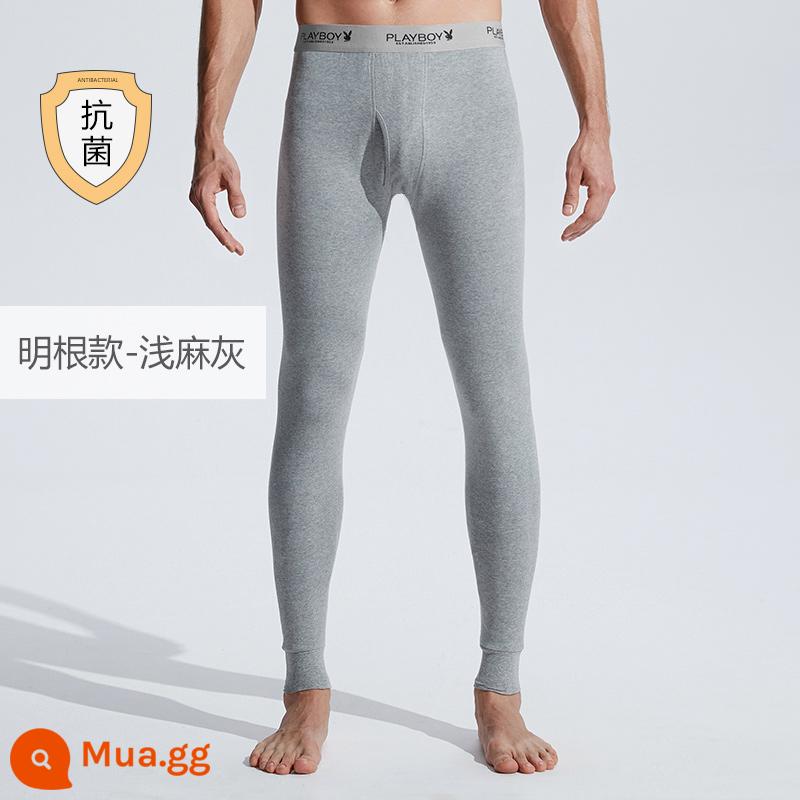 Quần Vệ Sinh Playboy Nam Cotton Mỏng Đáy Bên Trong Quần Len Quần Size Lớn Mùa Đông Ấm Áp Quần - 100% cotton nguyên chất kháng khuẩn [dải Minggen★1] màu xám nhạt