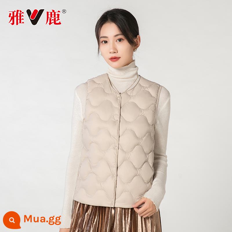 Áp Lục 2023 Mới Xuống Áo Vest Nữ Nhẹ Ngắn Vịt Trắng Xuống Lót Áo Ấm Áo Bên Trong Áo Sơ Mi Áo Khoác Ngoài - màu bột yến mạch