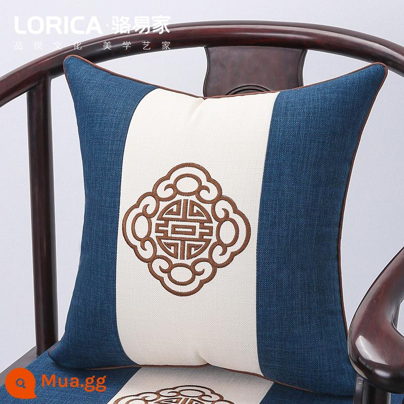 Gối phòng khách phong cách Trung Quốc Sofa gỗ gụ gối đầu giường đệm tựa lưng lớn với đệm lõi phong cách Trung Quốc thắt lưng gối tùy chỉnh - Yuexuan Pavilion-màu xanh (phù hợp màu)