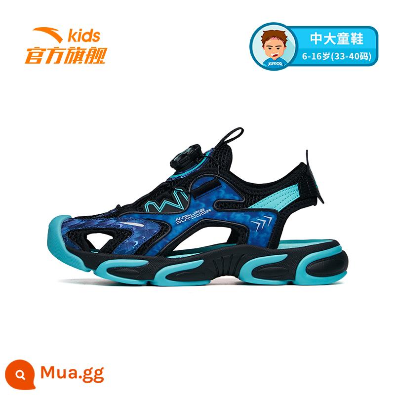 Anta Trẻ Em Bé Trai Giày Sandal Bé Trai Lớn Trẻ Em Khóa Núm Bao Đầu Giày Sandal Bé Gái Trẻ Em Giày Đi Biển - [Big Kids] Aqua-4 màu đen/huỳnh quang