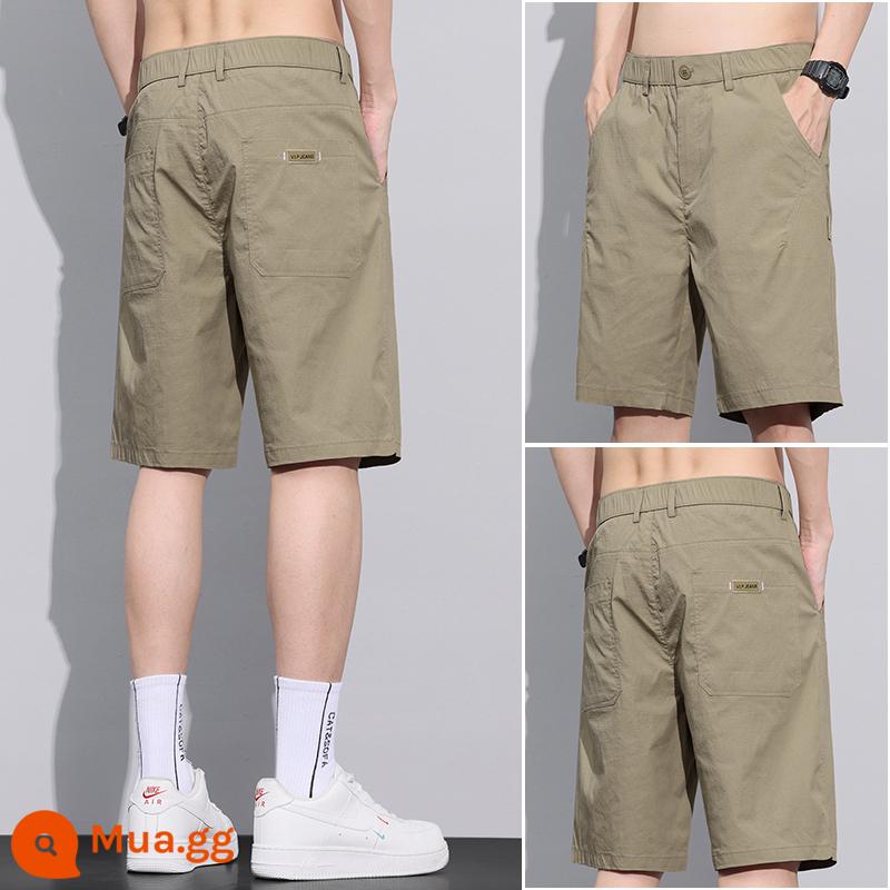 Ice Silk Quần Short Nam Mùa Hè Mỏng Áo Khoác Ngoài 2023 Mới Rời Công Sở Quần Âu Quần 5 Điểm - Khaki