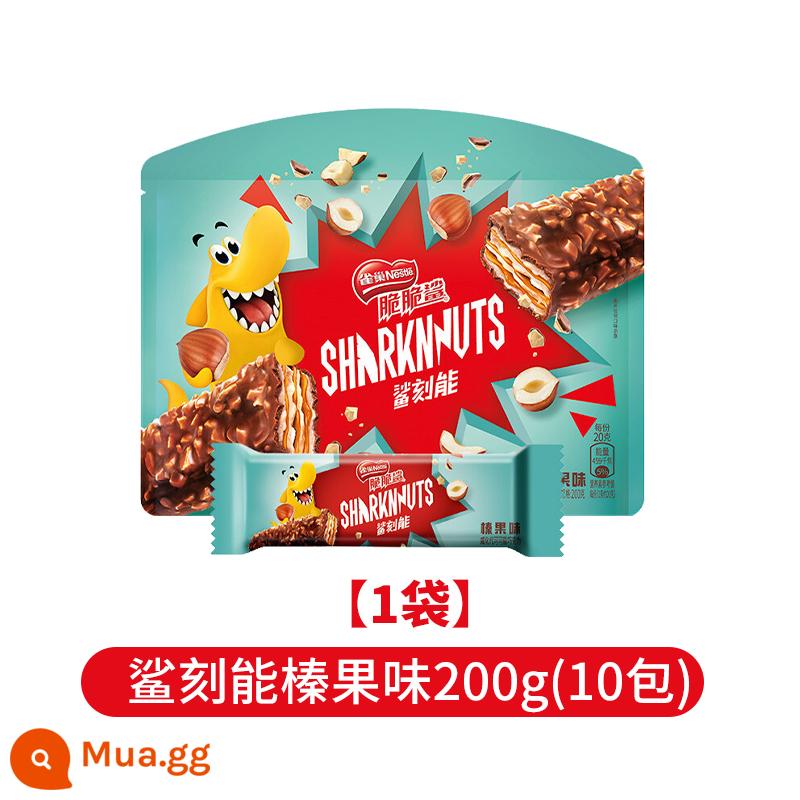 Nestle Giòn Shark Shark Carved Energy Sandwich Cookies Peanut Hazelnut Hương vị sô cô la Bánh quy Giảm bớt cơn đói Đồ ăn nhẹ thông thường Số lượng lớn - Hương hạt dẻ 200g (tổng cộng 10 gói)