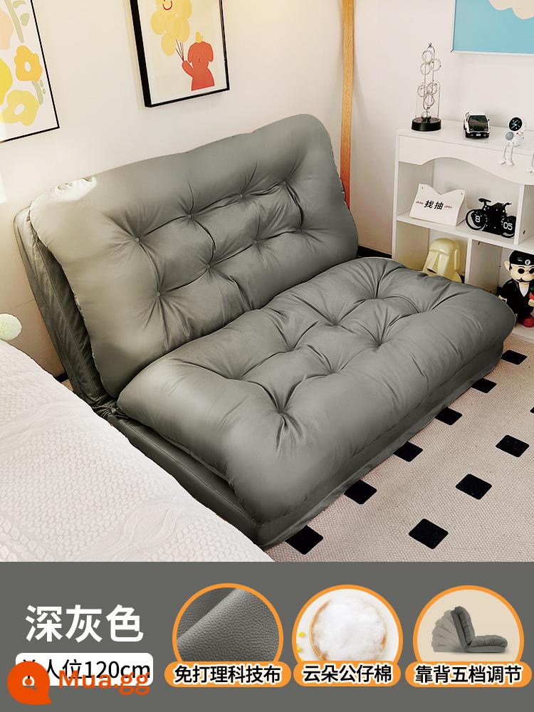 Sofa lười có thể nằm và ngủ đệm chiếu tatami ban công phòng ngủ ký túc xá gấp đôi sofa giường đơn lưới đỏ - Chất độn bông búp bê màu xám đậm [120*260 cực lớn]