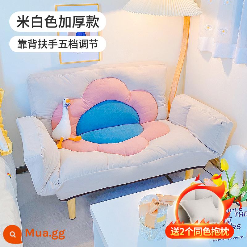 Căn hộ nhỏ ghế sofa lười phòng ngủ đôi lưới màu đỏ ghế sofa trải chiếu tatami giải trí có thể nằm xuống và ngủ cho thuê phòng ghế sofa nhỏ - Màu trắng nhạt [phiên bản dày]