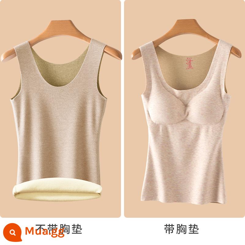 Lụa sưởi ấm vest nữ Plus nhung dày đức nhung liền mạch đáy áo sơ mi hàng đầu với quần lót len mùa đông - [Len + nhung lụa] Da mềm + [Không áo ngực len + Nhung lụa] Da mềm