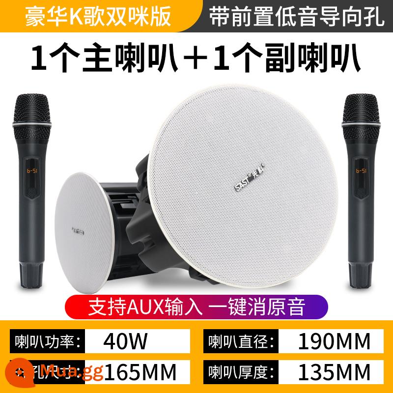 Xianke Giọng nói thông minh không dây Bluetooth Trần phát sóng âm thanh Loa trần treo Loa trần Nhúng trong nhà Nhà thương mại Phòng khách đặc biệt Xung quanh trung tâm mua sắm Nền cửa hàng Phòng ăn âm nhạc - [Phiên bản micro đơn và đôi karaoke cao cấp] Loa chính riêng biệt + 1 loa phụ