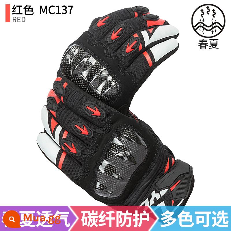 Saiyu Găng Tay Đi Xe Máy Mùa Hè Đua Hiệp Sĩ Xe Máy Chống Rơi Sợi Carbon Bảo Vệ Găng Tay Nam MC122 - MC137 (đỏ)