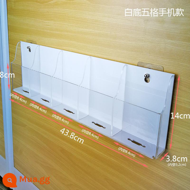 TV điều hòa không khí điều khiển từ xa hộp lưu trữ tường acrylic hộp sạc điện thoại di động hộp treo tường trong suốt kệ treo tường - Mẫu điện thoại 5 khung nền trắng tặng kèm miếng dán tường đục lỗ