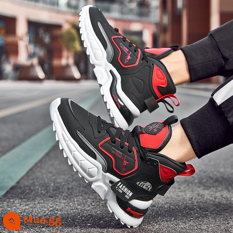 Jordan Gran sneakers nam mùa thu đông bố giày lưới da giày thoáng khí mới nhẹ giày chạy bộ - Đen và đỏ 10080 (bề mặt da)