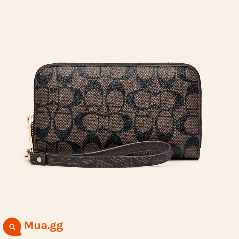 Ví nữ thời trang mới 2021 phiên bản dài Clutch nữ 2 lớp dung tích lớn đựng được điện thoại túi xách kẹp da thủy triều - Dây kéo đôi màu nâu mẫu C