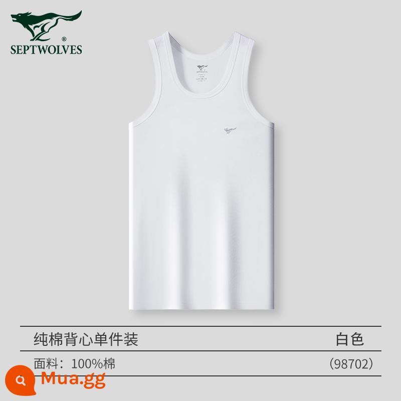 Septwolves áo vest nam mặc bên trong đáy cotton nguyên chất ông già áo sơ mi bé trai cotton rời thể thao vượt rào áo nam - 100% cotton 1 mảnh: màu trắng