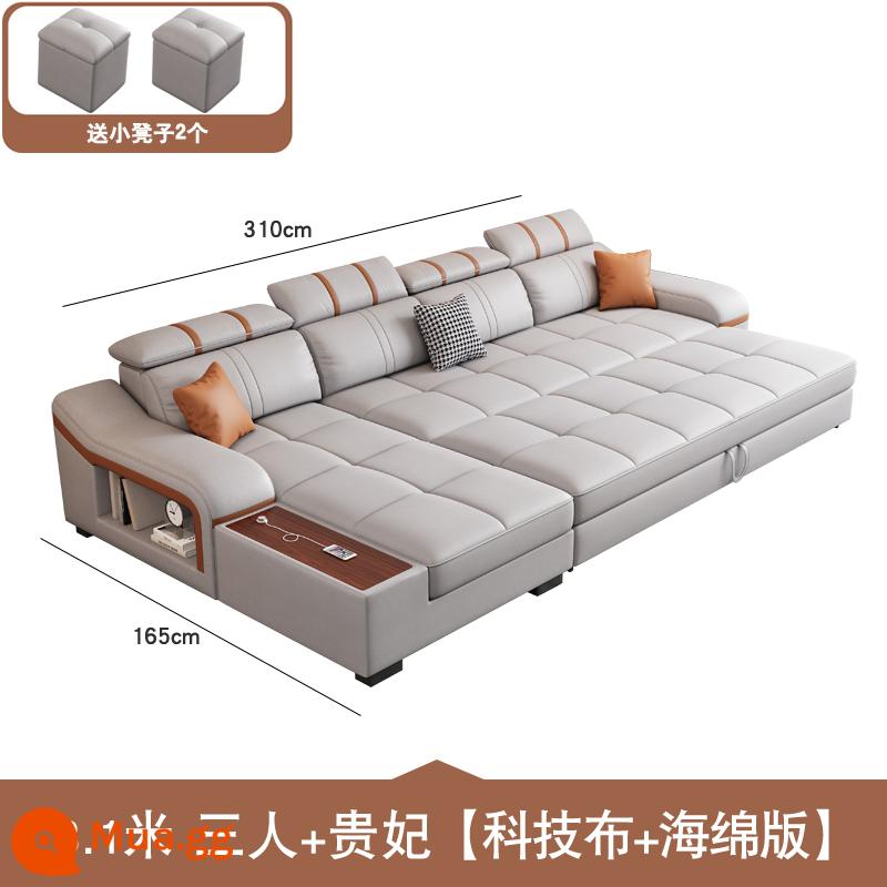 2023 Mới Mèo Xước Vải Đôi Thẳng Sofa Giường Có Thể Gập Lại Đa Năng Lưu Trữ 3 Người căn Hộ Nhỏ Phòng Khách - 3,1 mét ba người + phi tần [Vải kỹ thuật + phiên bản xốp]