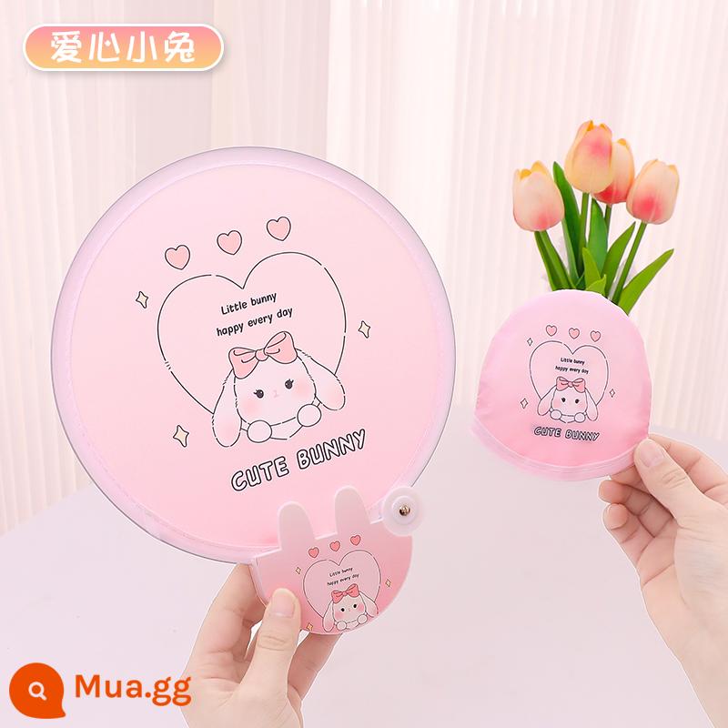 Dễ Thương Gấp Quạt Trẻ Em Hoạt Hình Mini Gấp Vải Bỏ Túi Quạt Tròn Trẻ Em Di Động Di Động Nhóm Quạt Mùa Hè Tùy Chỉnh - Love Bunny Rabbit Xử lý có thể gập lại Lưu trữ di động